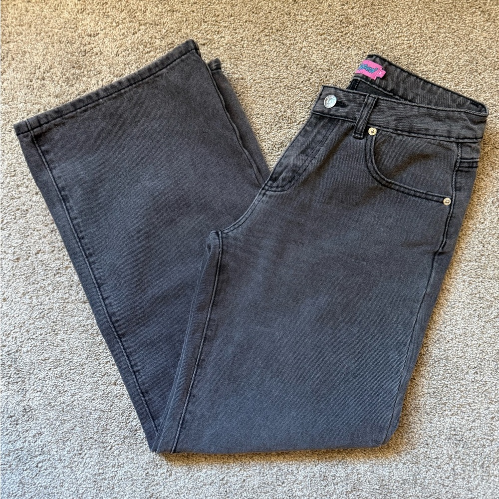Edikted Low Rise Baggy Black/Grey Wash Denim Jeans - Size M